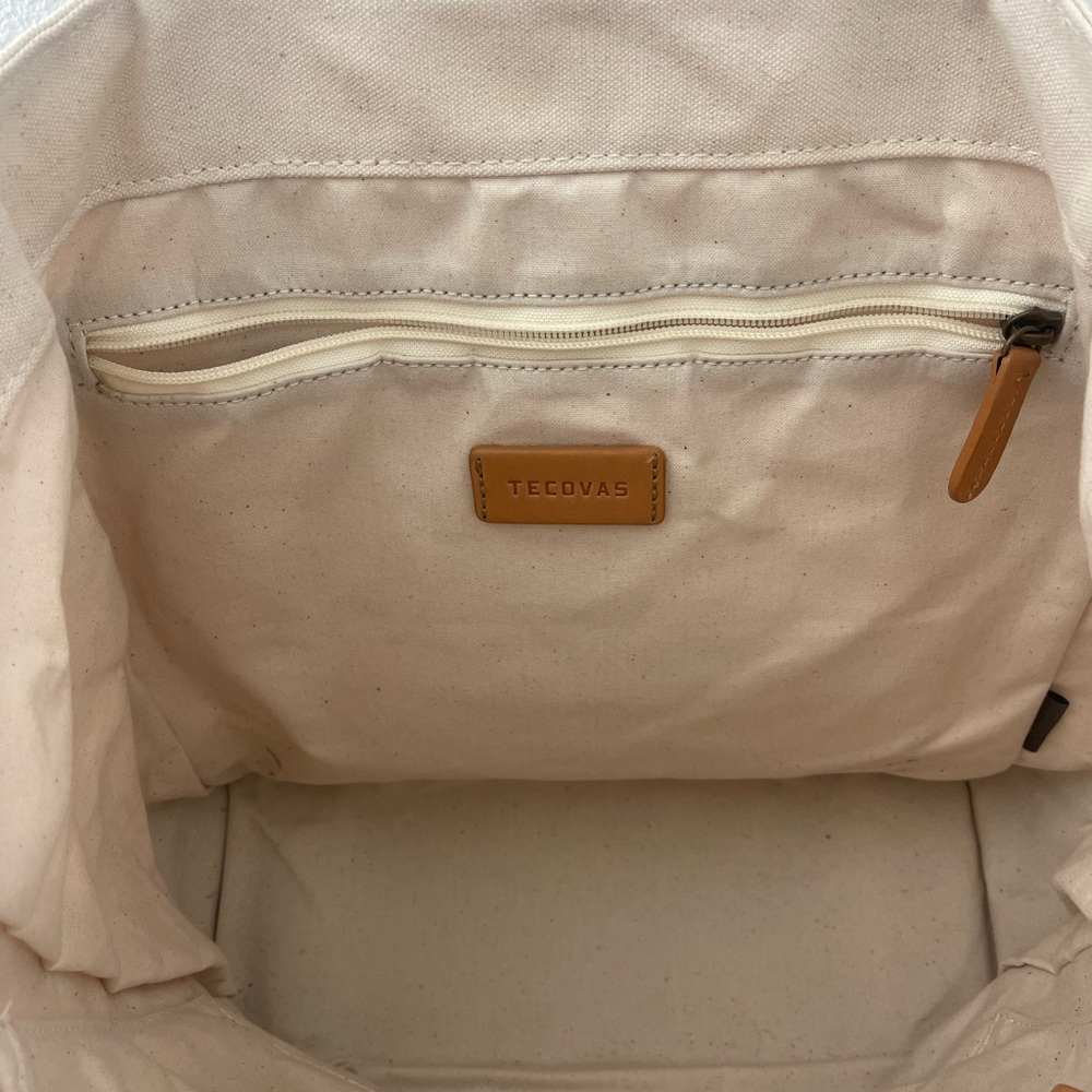 Tecovas Cream Canvas Tote with Tan Leather Straps - Picture 4 of 7